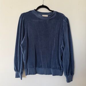 Suzie Kondi Parissa Puff Shoulder Velour Top, Adriatic L